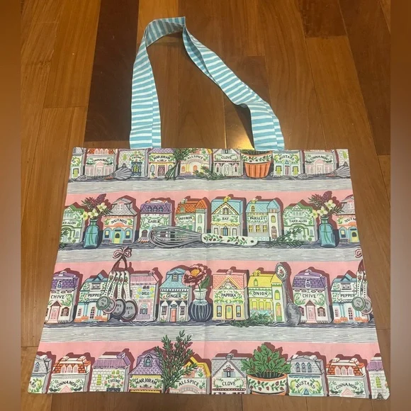 Printfresh Spice Village Tote Bag with Pink and Blue Accents - Picture 9 of 9